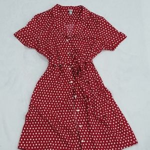 A New Day Red Polka Dot Shirt Dress, Size XL